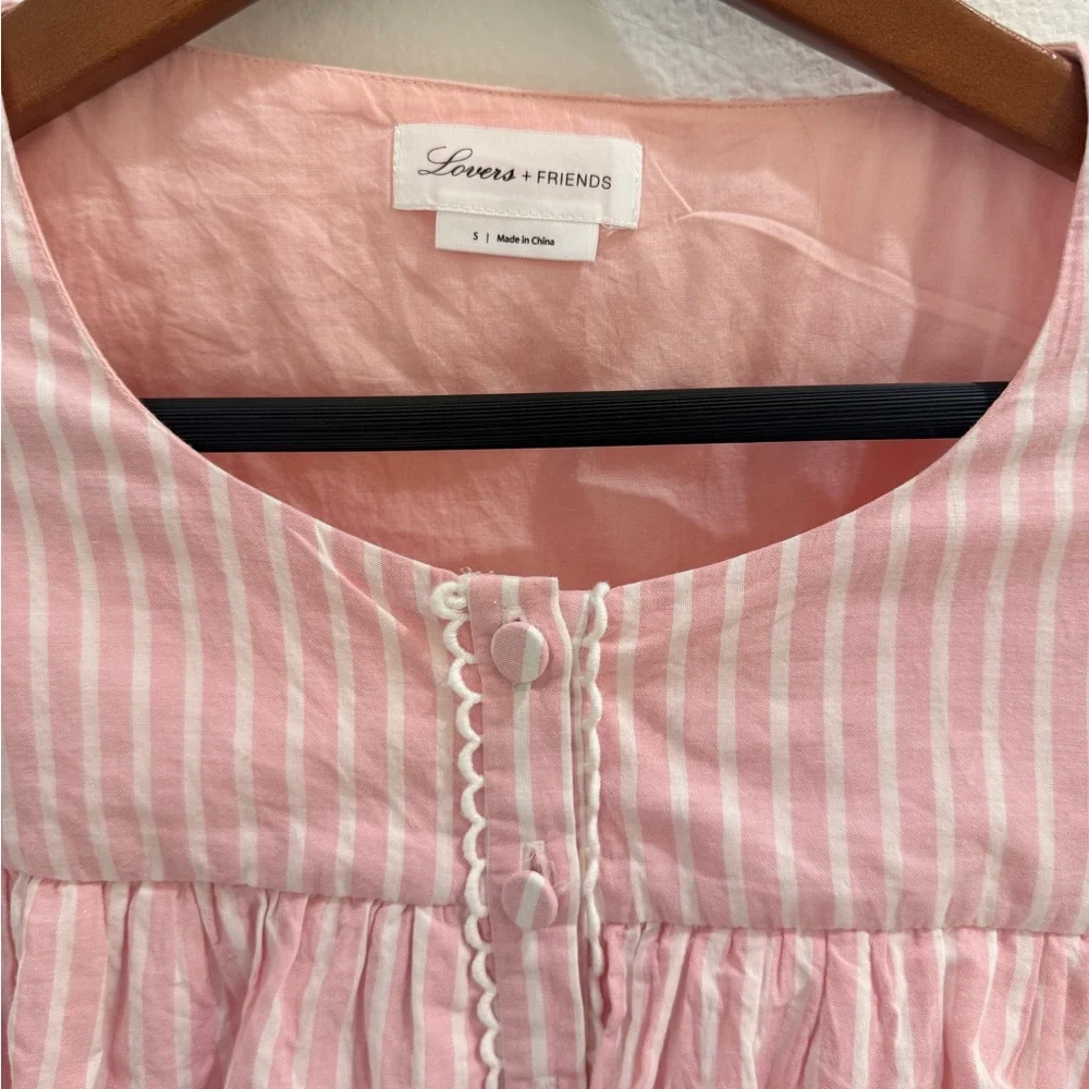 Pink Striped Ruffle Tie-Front Blouse - Picture 2 of 2